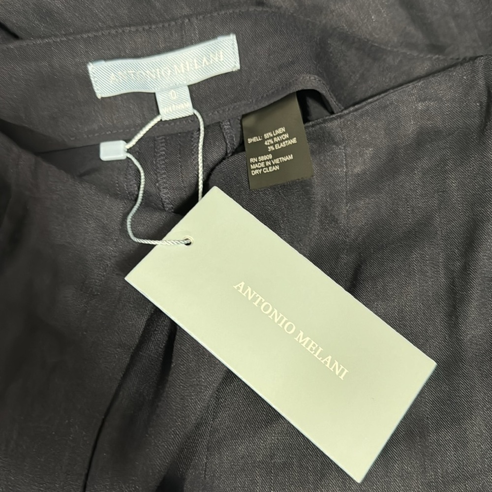 NWT! Antonio Melani‎ Navy Blue Linen Blend Pants - Picture 5 of 6